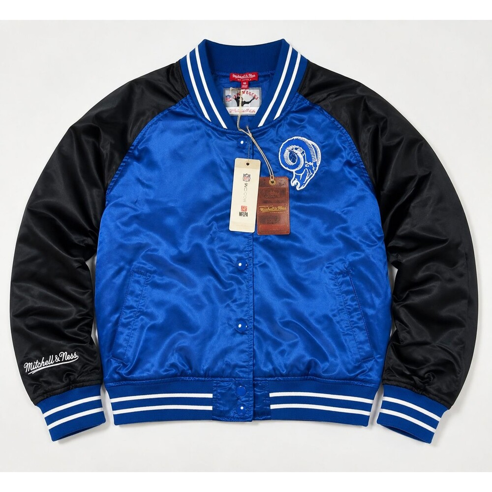 Mitchell & Ness Los Angeles Rams Satin Jacket Women's M Blue NWT NFL Snap